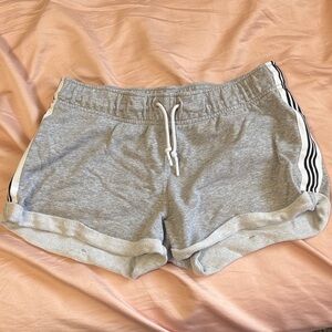 Adidas Gray Women's Shorts with White Stripes